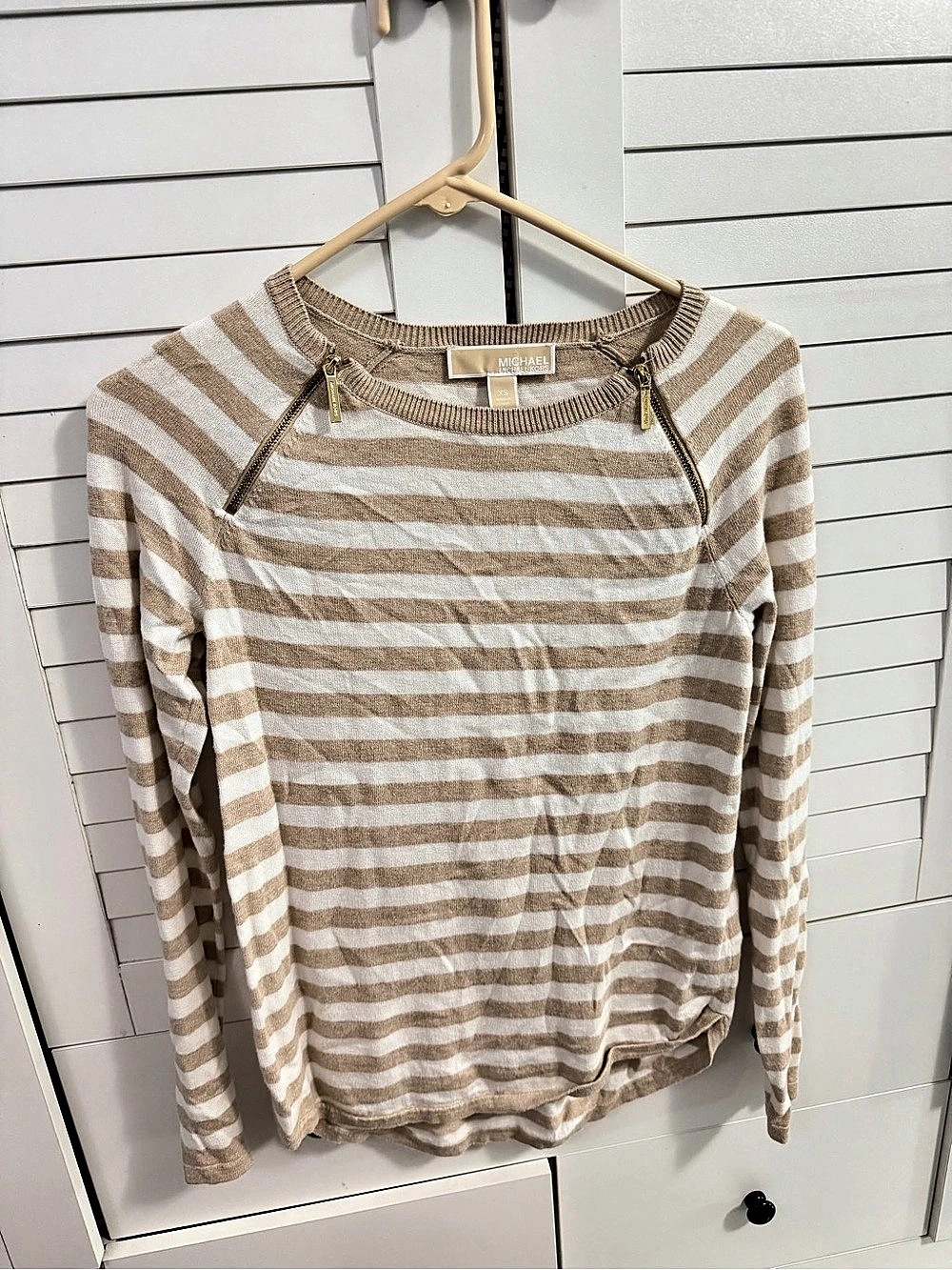 Michael Kors Striped Sweater in Beige & White Size XS